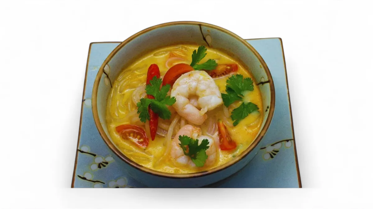 Tom yum s kokosovým mlékem a krevetami