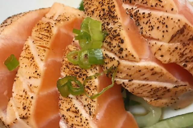 Seared Peppered Salmon Sashimi
