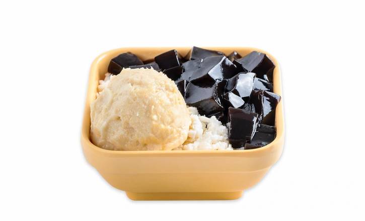 Durian and Grass Jelly With Vanilla Frost
