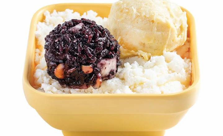 Durian and Thai Black Glutinous Rice With Vanilla Frost