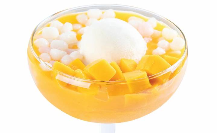 Mango and Mini Glutinous Rice Balls With Vanilla Ice Cream