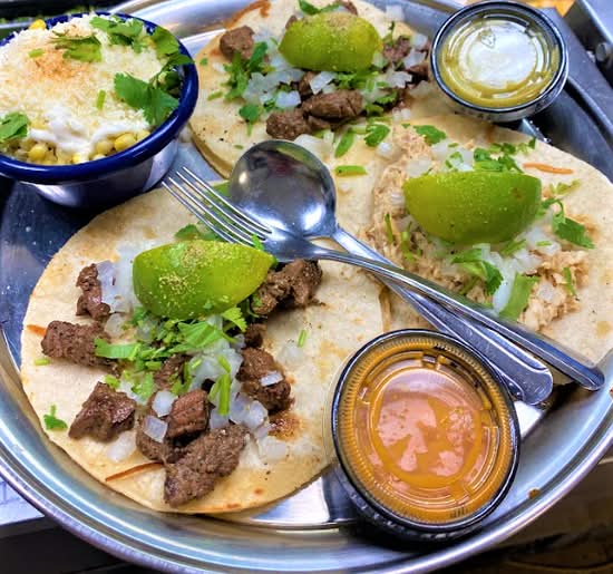 3 Street tacos and 2 sides