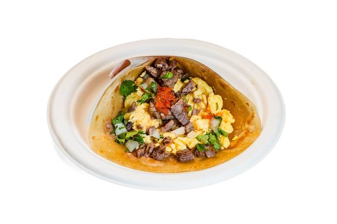Carne Asada and Eggs Taco