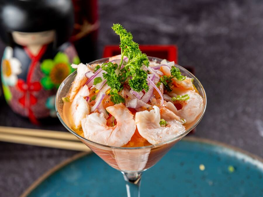 Ceviche Salmão e Camarão