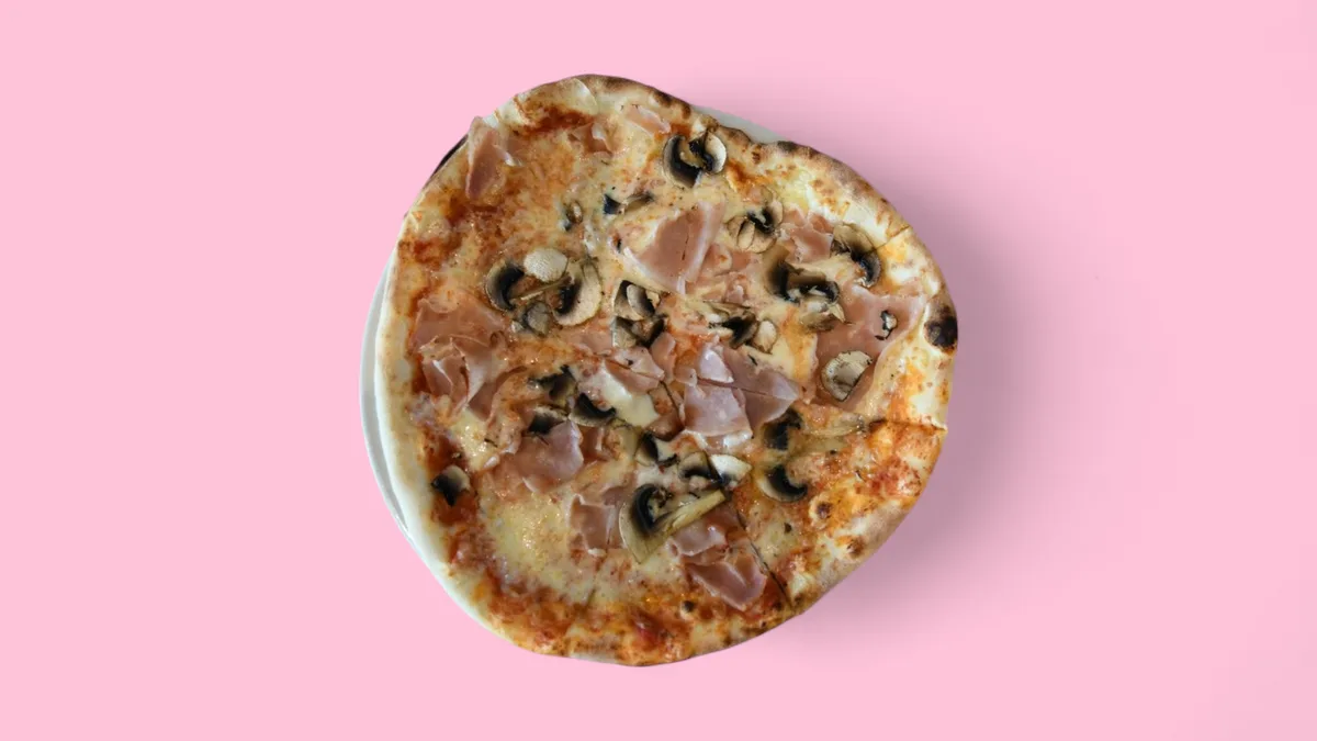 Pizza with Ham and Mushrooms