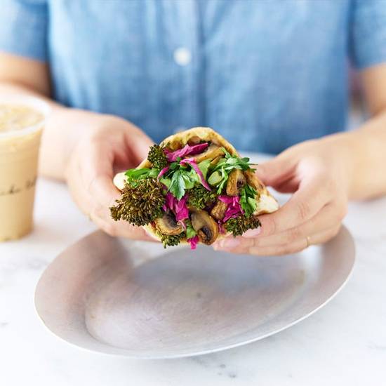 Broccolini and Squash Hummus Pita