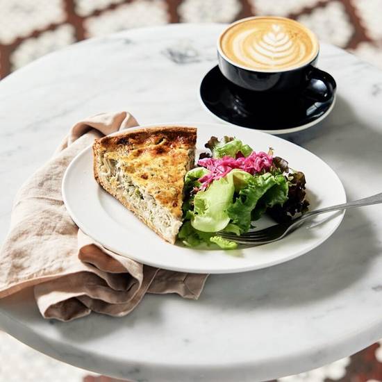 Leek, Potato and Spinach Quiche and Salad