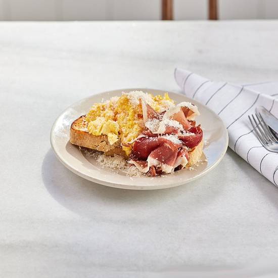 Prosciutto and Parmesan Scrambled Egg Plate