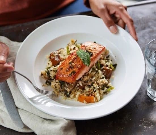 Roasted Salmon Winter Vegetable Rice Bowl (Seasonal)