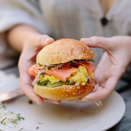 Smoked Salmon, Avocado, and Egg Sandwich