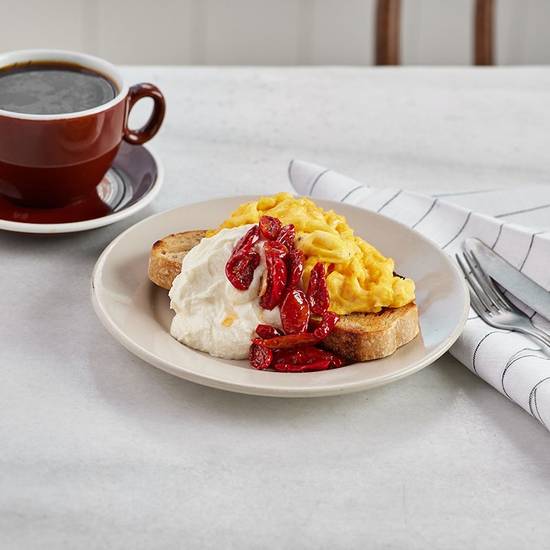 Tomato and Goat Cheese Scrambled Egg Plate