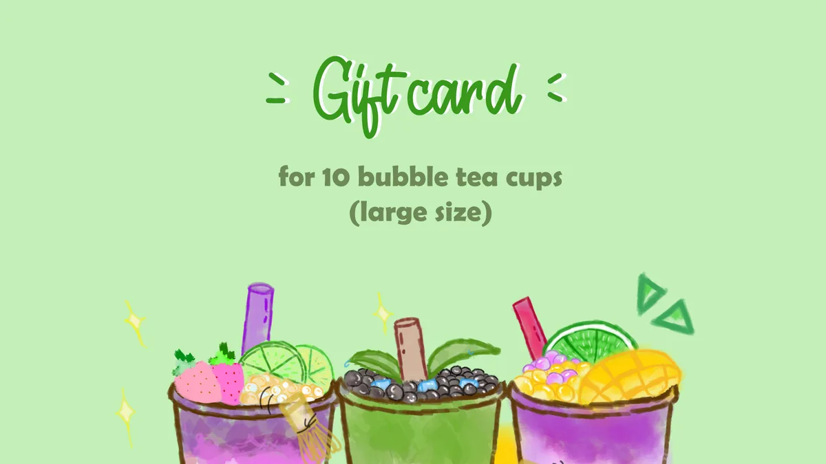 Gift card - 10 bubble tea cups (Large size)
