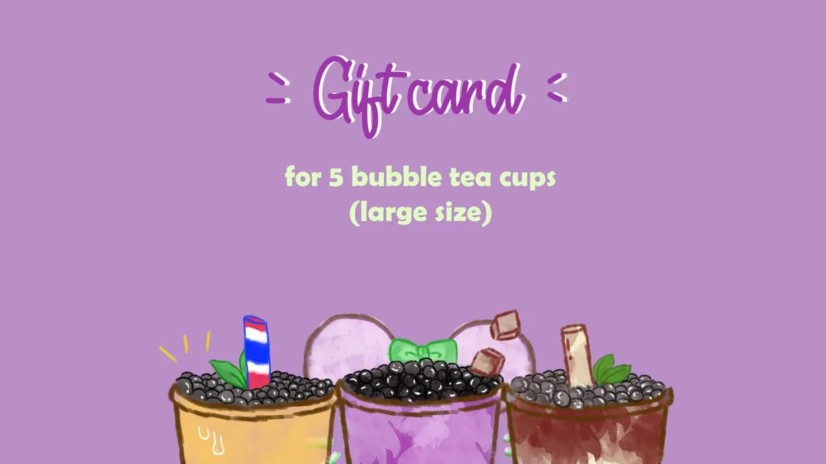 Gift card - 5 bubble tea cups (Large size)