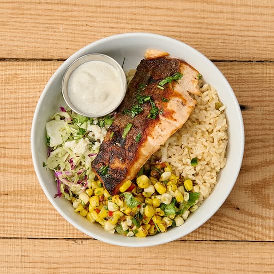 california bowl with grilled salmon