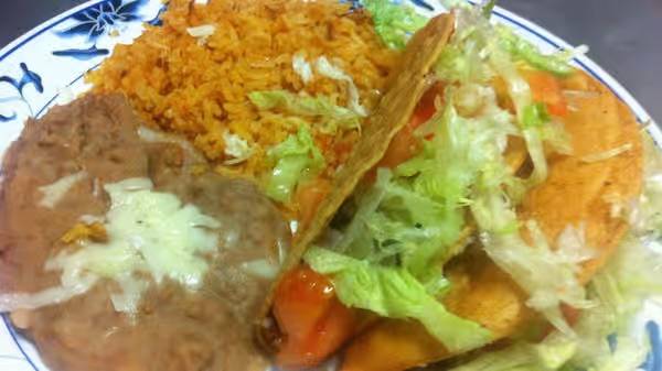 Crispy Taco (2 pcs), Rice and Beans