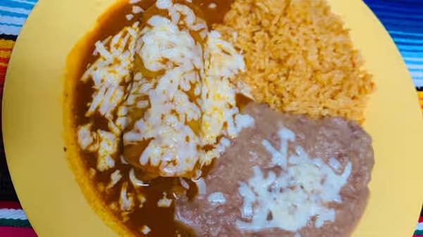 Enchilada (1 pc), Rice and Beans