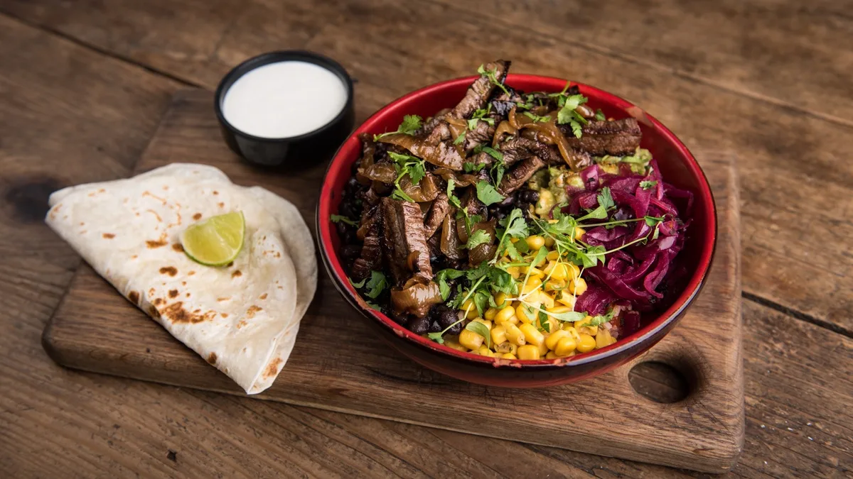 Burrito bowl flank steakkel