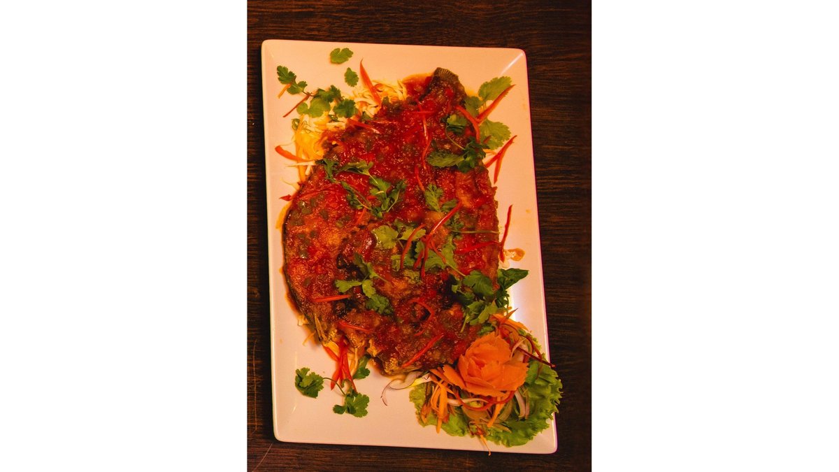 * * DEEP FRIED STRIP BASS WITH SWEET AND SOUR SAUCE