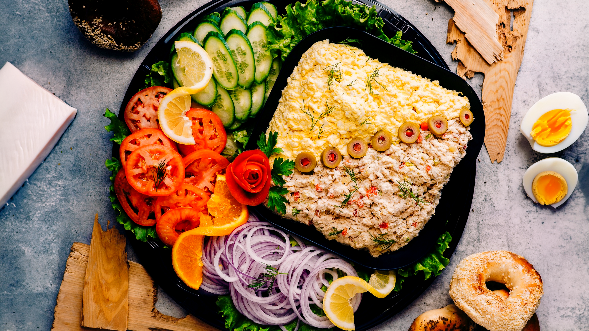 White Tuna and Egg Platter