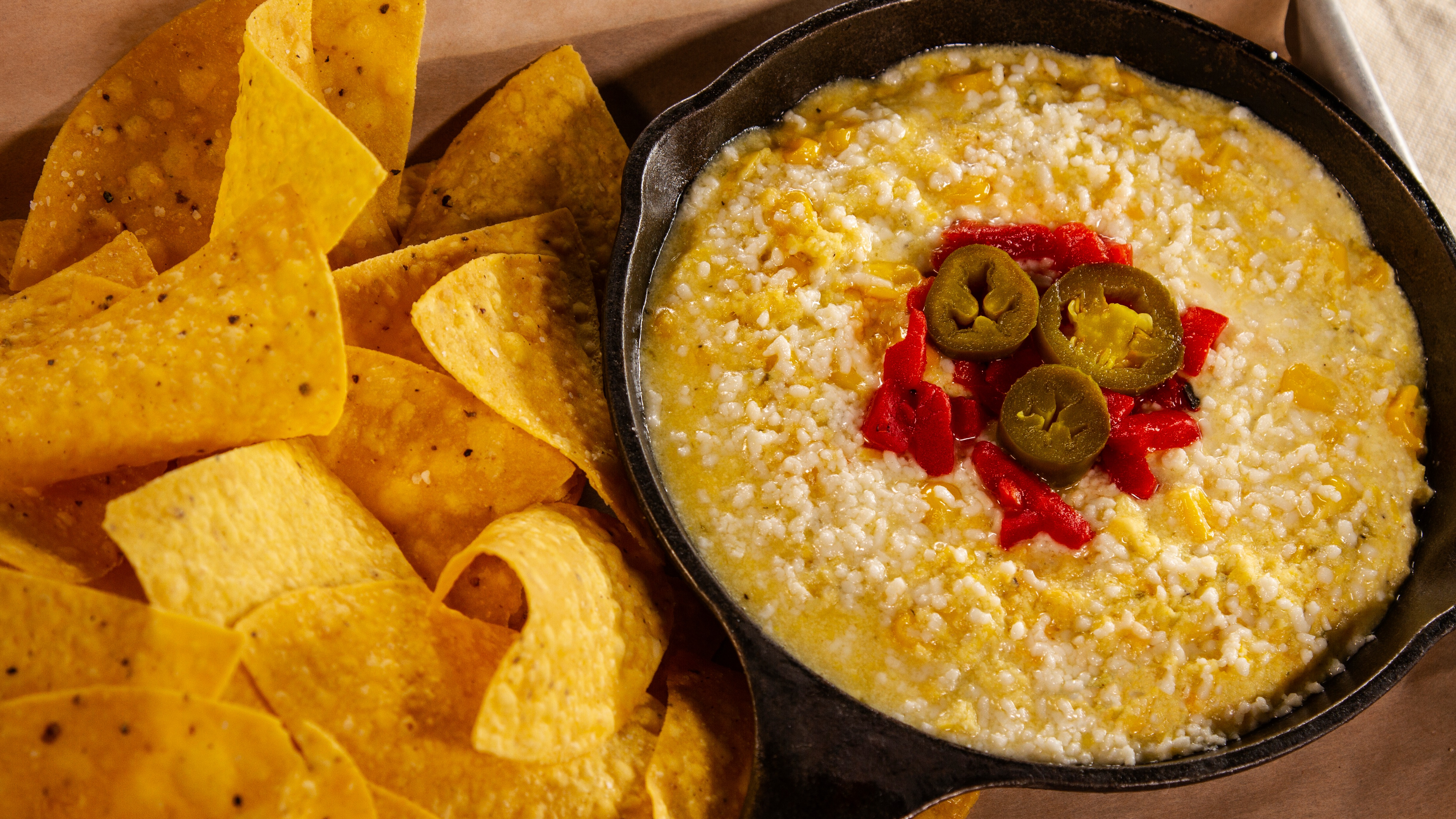 Cheesy Jalapeno Corn Dip and Chips