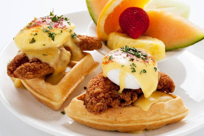 Chicken and Waffle Benedict