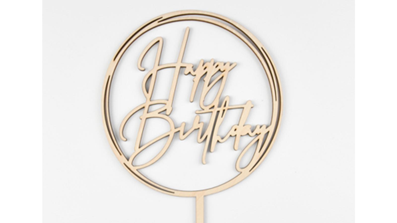 Topper Birthday Circle Wood