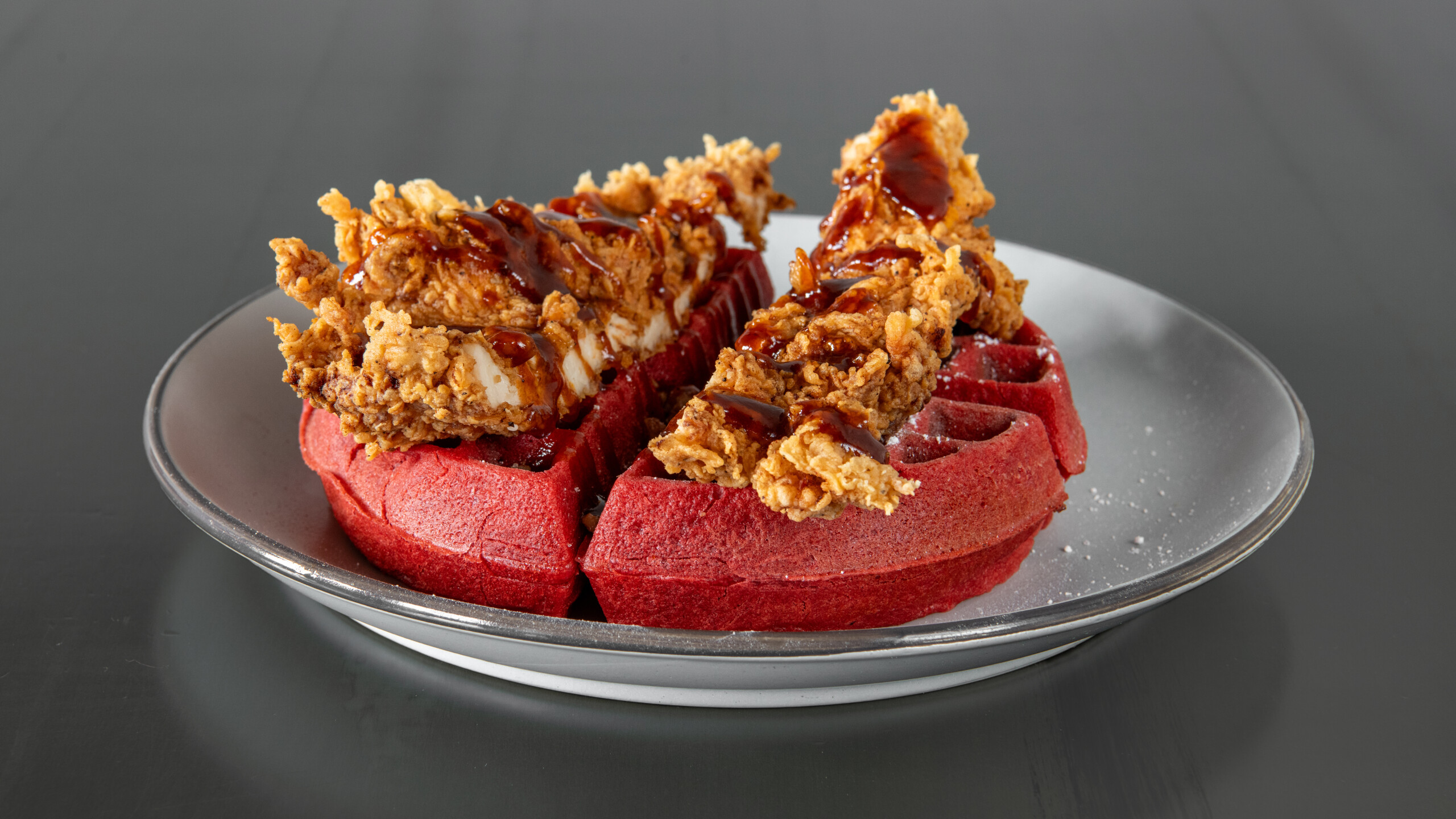 Chicken and Red Velvet Waffles