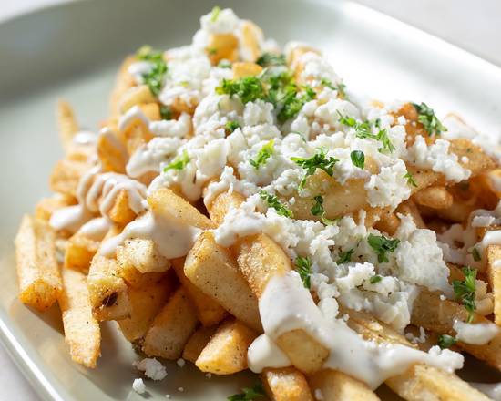 French Fries with Onion and Feta Cheese