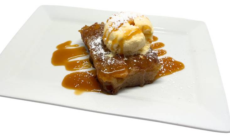 White Chocolate and Peach Bread Pudding
