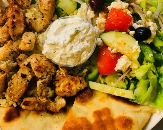 Pork Platter (w/Greek Salad, Rice or Fries, Tzatziki and Pita)