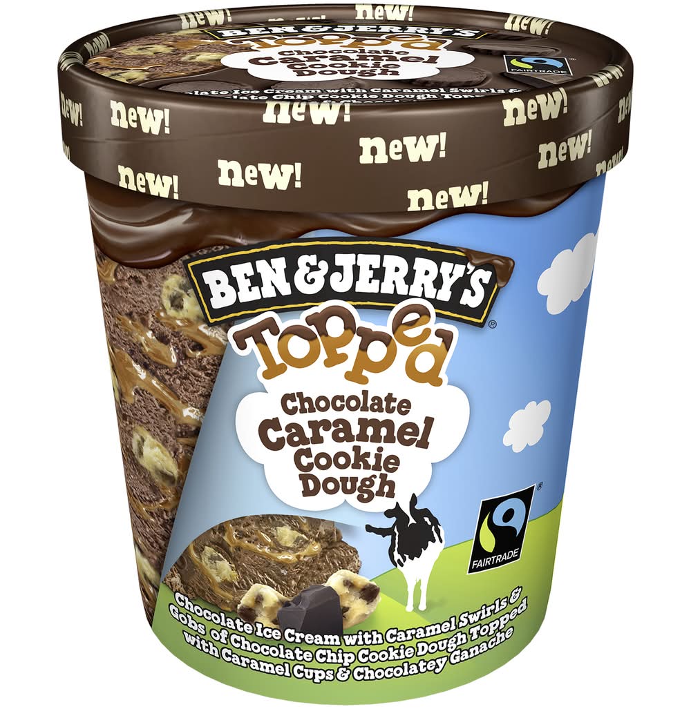 Ben and Jerry's Topped Ice Cream, Chocolate Caramel Cookie Dough (15.2 fl oz) (Ben & Jerry's)