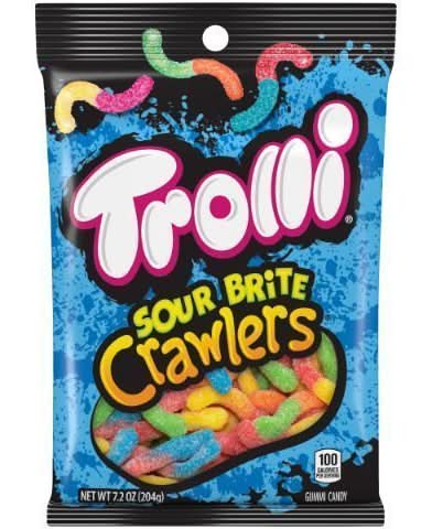 Trolli Sour Brite Crawlers Gummi Candy, Assorted (7.2 oz)