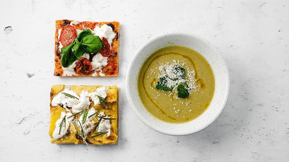 LUNCH: 2 Pizza squares and soup of the day