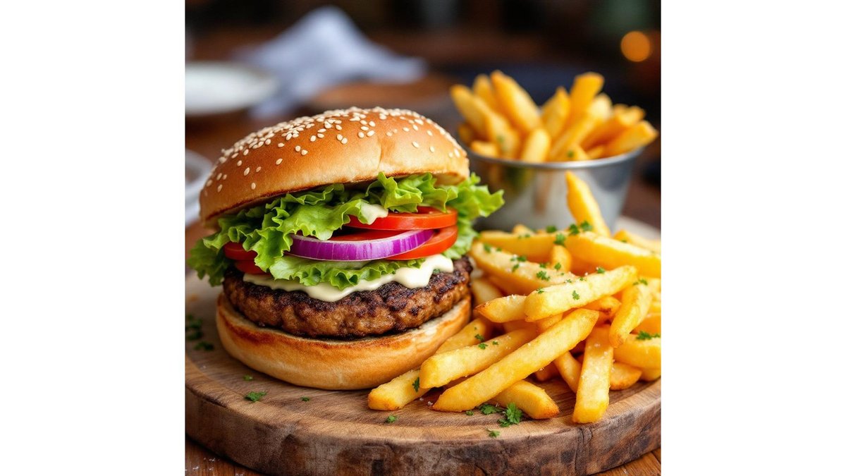 Burger Veggie și cartofi prăjiți
