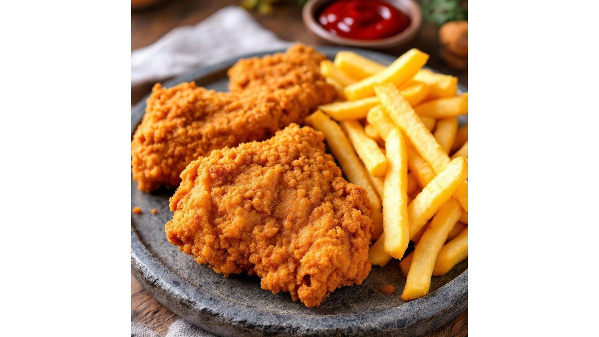 Pui Crispy cu cartofi prăjiți