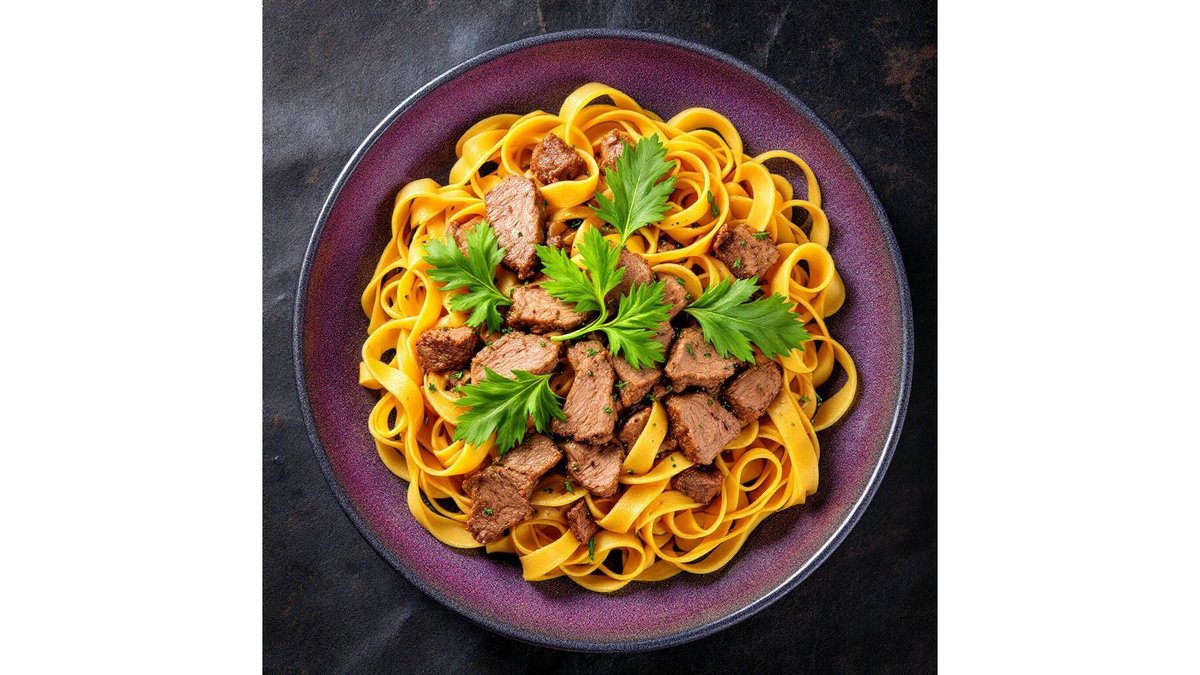Tagliatele con vitelo și rucola