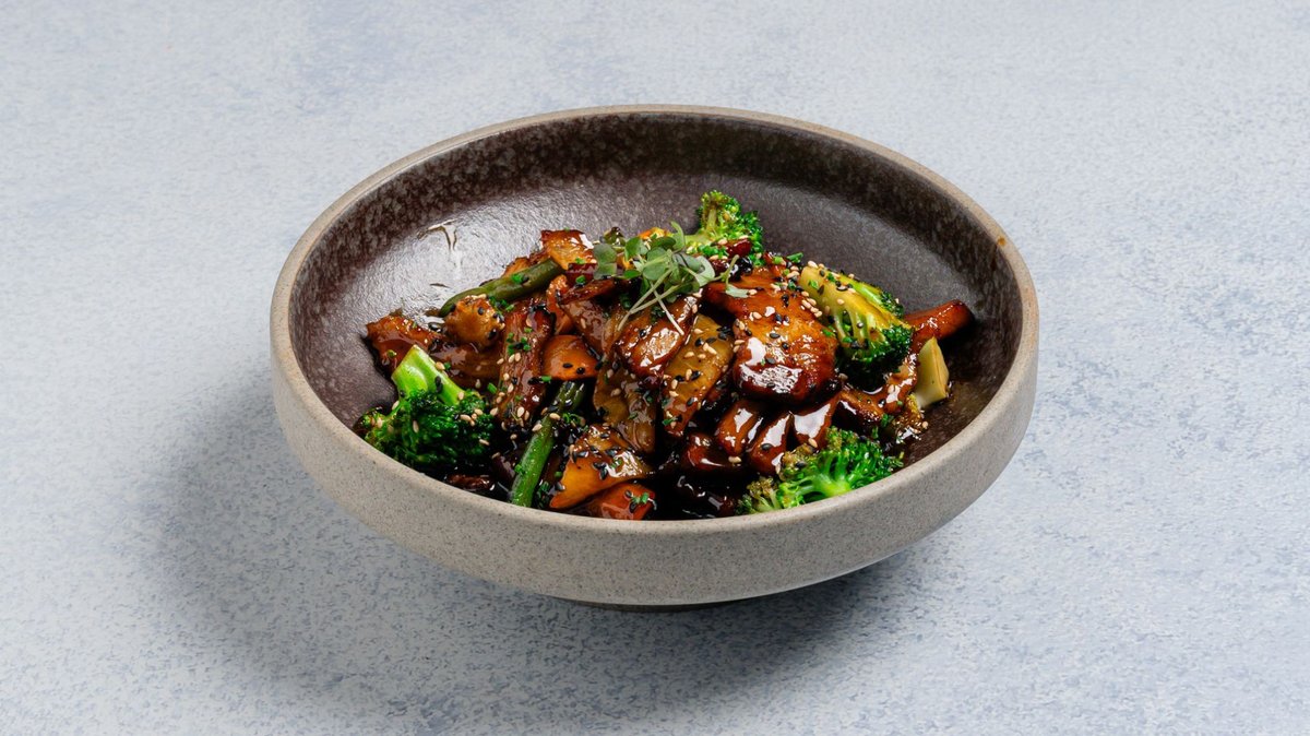 Crispy pork with honey sesame sauce