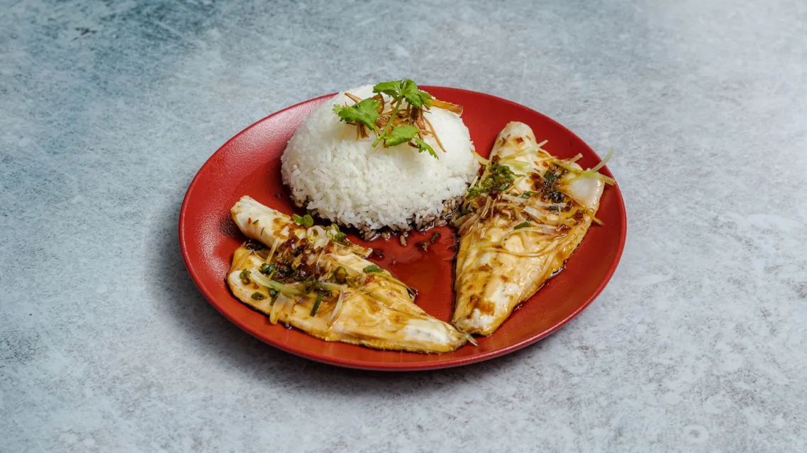 Steamed Asian Sea bream with Coriander Soya Sauce