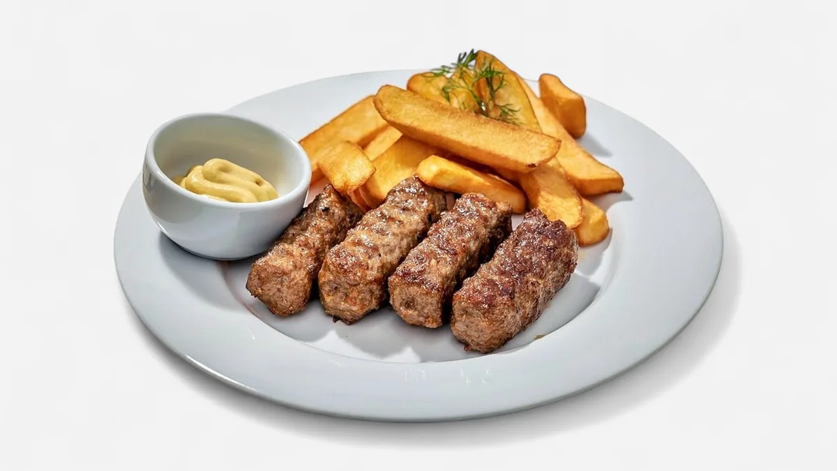 Meniul  4 Mici cu cartofi prăjiți și muștar