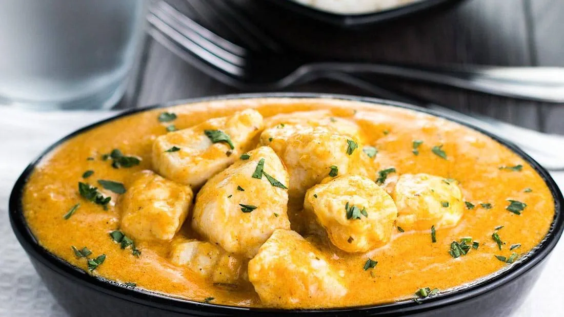 Lam Korma Serveret med ris.
