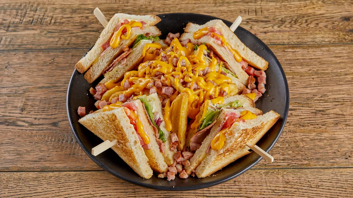 Cheddar and Bacon Club Sandwich