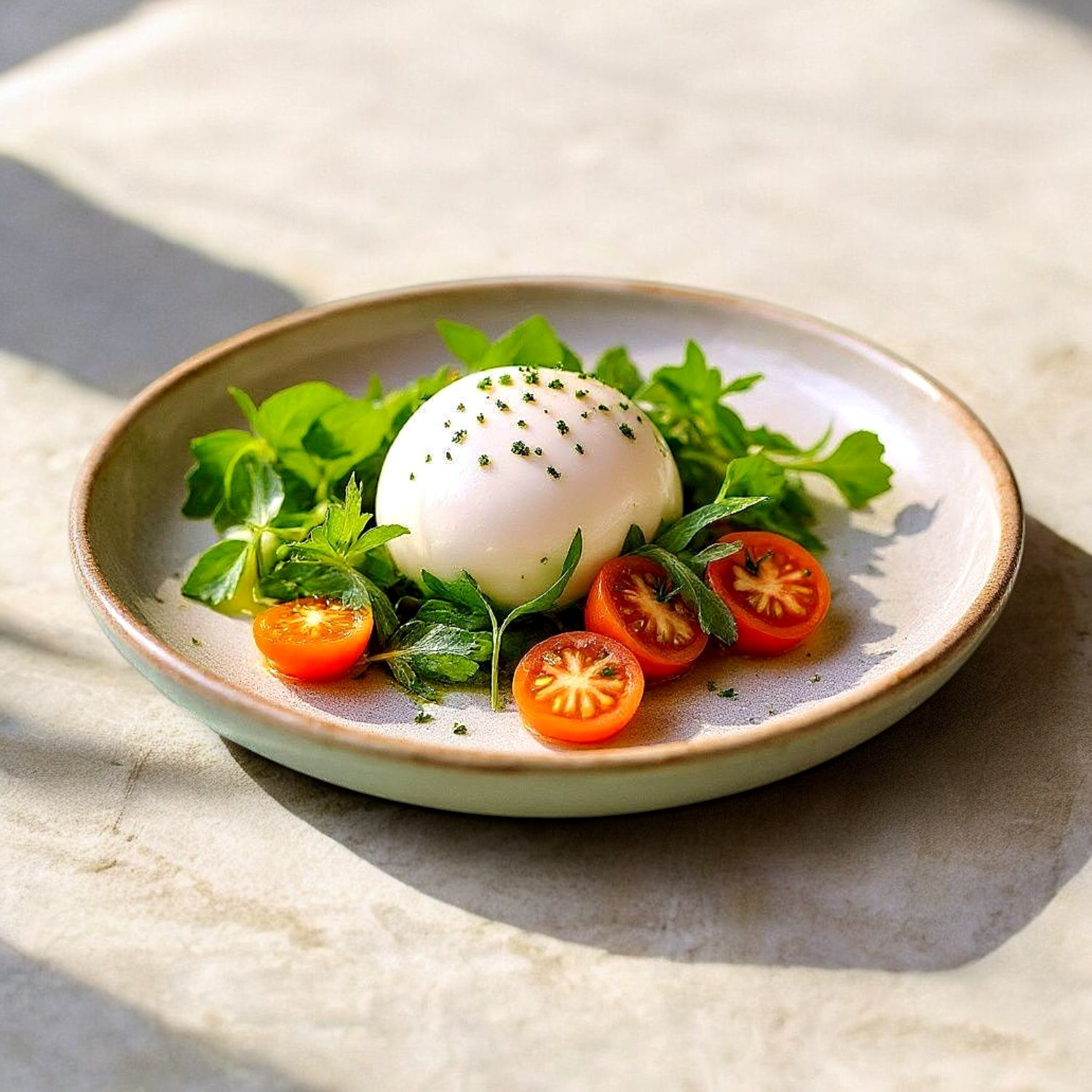 Burrata Al Pesto Con Arugula O Al Tomate Confitado Con Albahaca