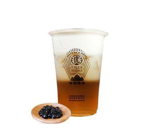 T7. Green Tea Latte with Boba with Cream Mousse 黑糖波霸绿茶厚拿铁