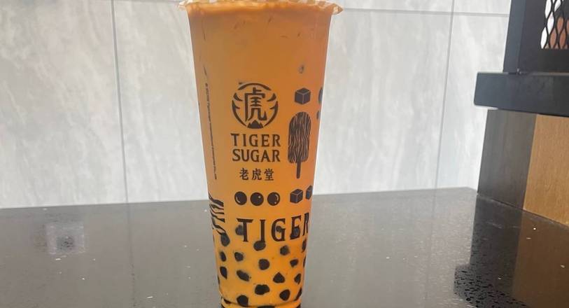 THAI TEA WITH BLACK SUGAR BOBA