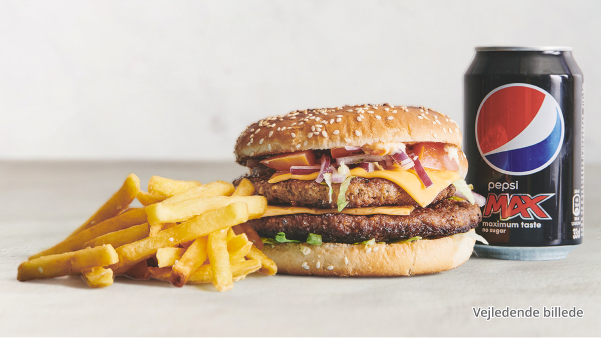 Dobbelt burger med bacon and cheese