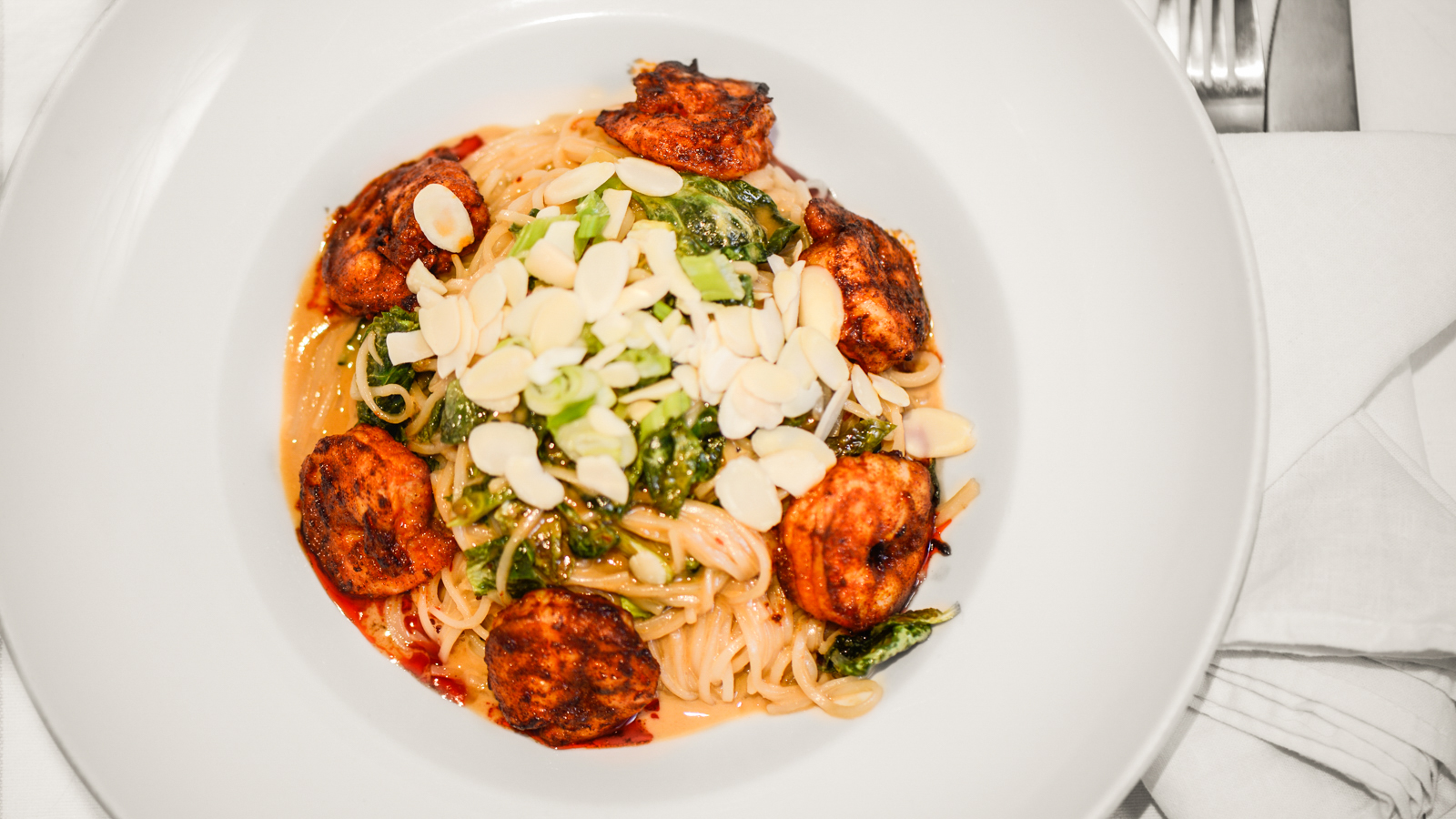 Shrimp and Dandan Noodles Plate