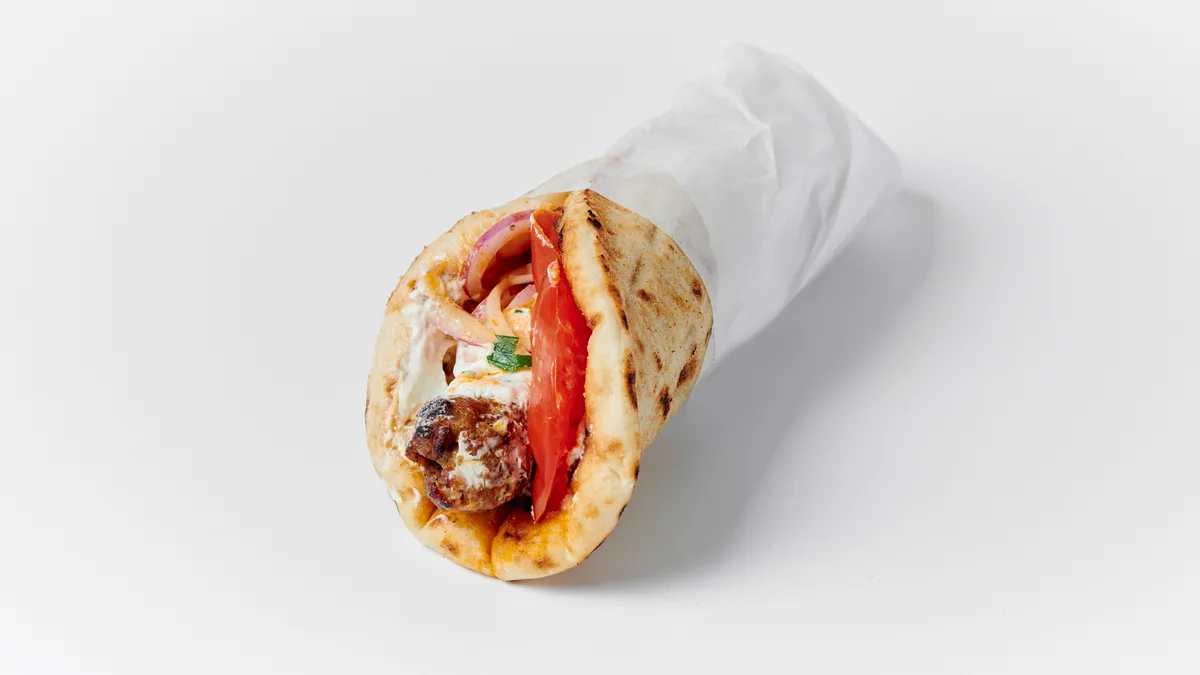 Pork Skewer in a Pita Wrap