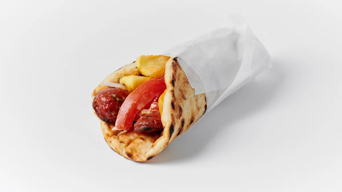 Traditional Sausage in a Pita Wrap