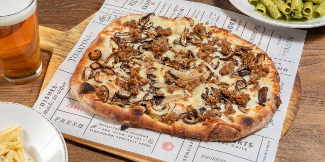 Shiitake Mushroom and Sausage Pizza