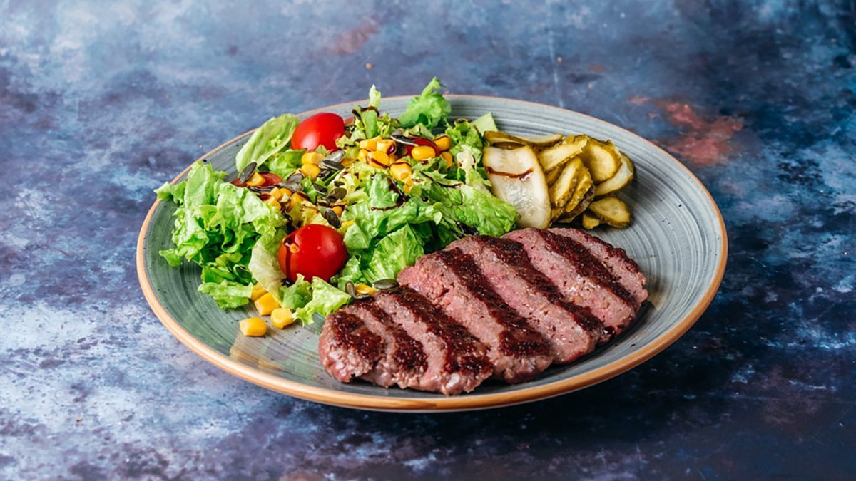 Premium burger in a bowl